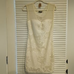 Mock lace stretchy mini cocktail dress